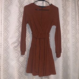 HYFVE brand. Bought at Dry Goods. Rust color. Long sleeve. V neck. Fit and flare